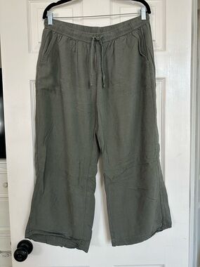 Splendid Women's Drawstring Wide-Leg Cropped Pants - Olive Green